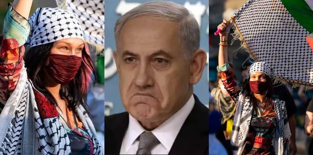 Israel Burns After Supermodel Bella Hadid Dons Traditional Dress & Joins  'Free Palestine' March
